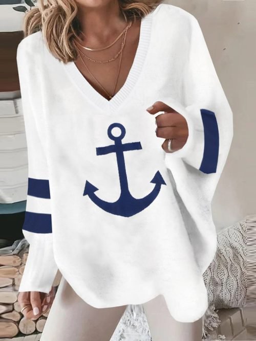 Stylish V-Neck Long Sleeve Top